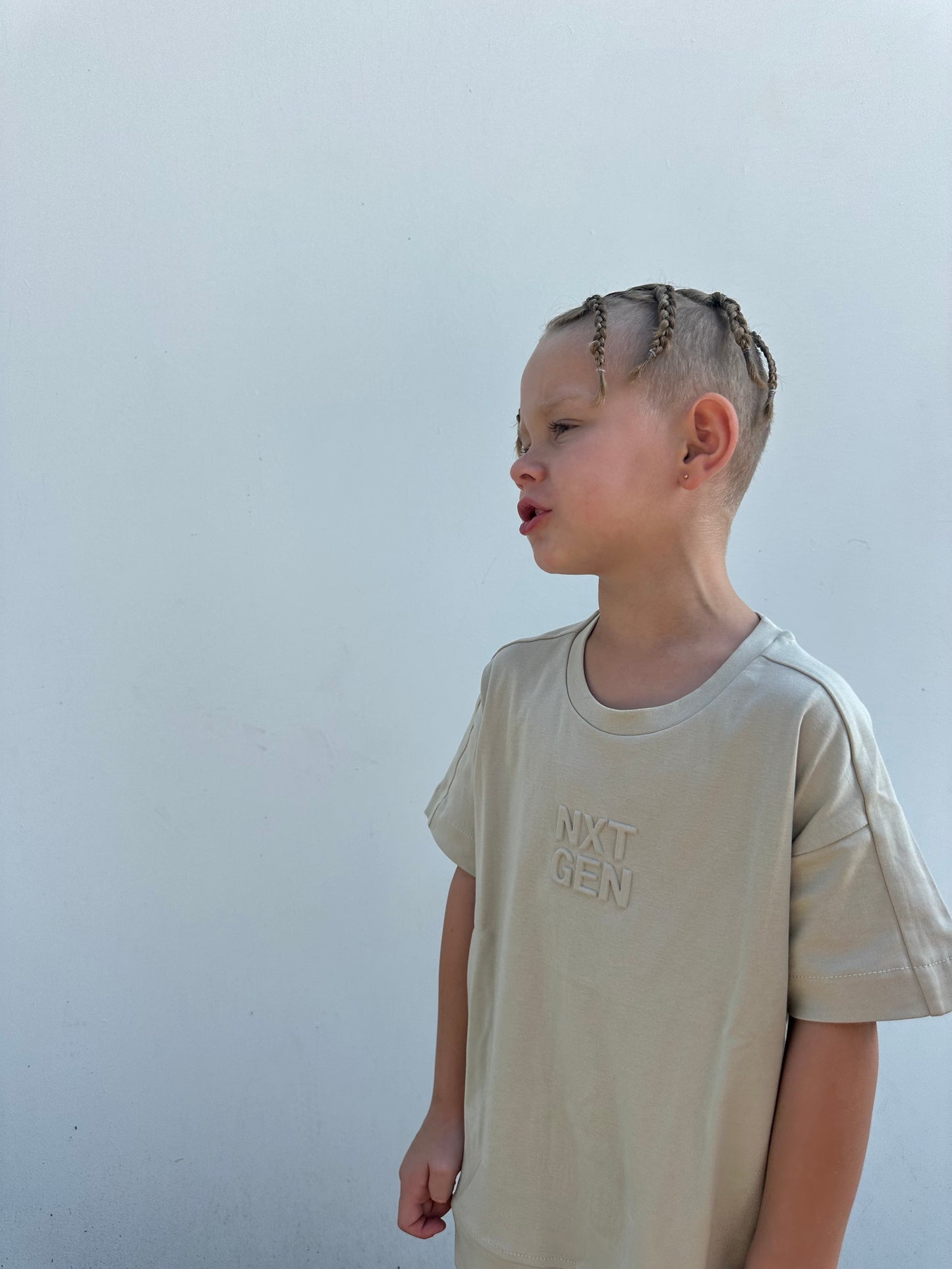 Oversized t-shirt & 3/4 shorts set Stone