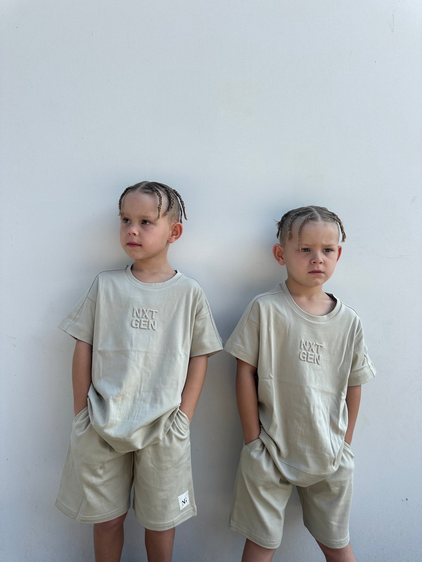 Oversized t-shirt & 3/4 shorts set Stone