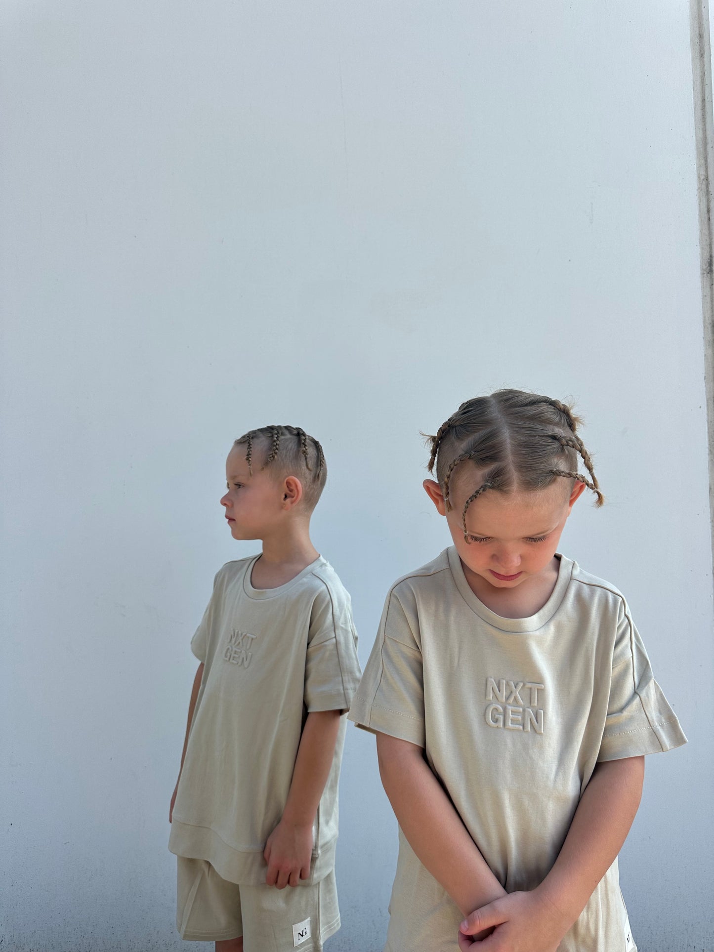 Oversized t-shirt & 3/4 shorts set Stone