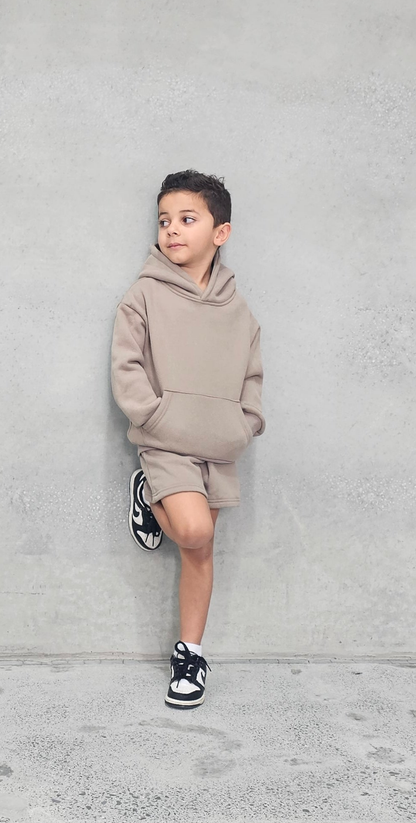 Hoodie and shorts cotton set slate