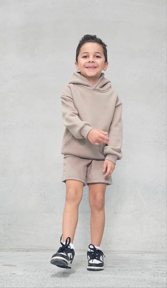 Hoodie and shorts cotton set slate