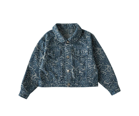 Girls vintage rose jacquard jacket