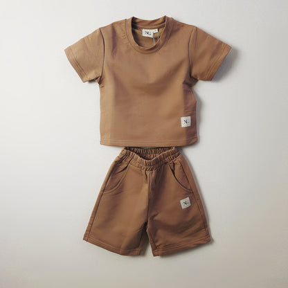 Next generation t-shirt and shorts set mocha